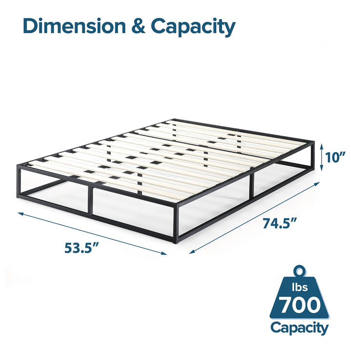 ZINUS Joseph 18 Inch Platform Bed Frame, Wood Slat Support, No Box Spring Needed, Eco Friendly WonderBox(TM) Packaging, Easy Assembly, Black, Queen 18 Inch Bed Frame New Small Box