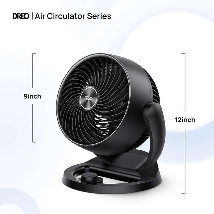 Dreo Fan for Bedroom, 12 Inches, 70ft Powerful Airflow, 28db Quiet Table Air Circulator Fans for Whole Room, 120° Adjustable Tilt, 3 Speeds, Desktop Fan for Home, Office, Kitchen Black