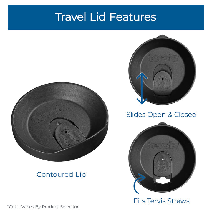 Tervis Clear & Colorful Lidded Made in USA Double Walled Insulated Tumbler Travel Cup Keeps Drinks Cold & Hot, 16oz Mug, Black Lid