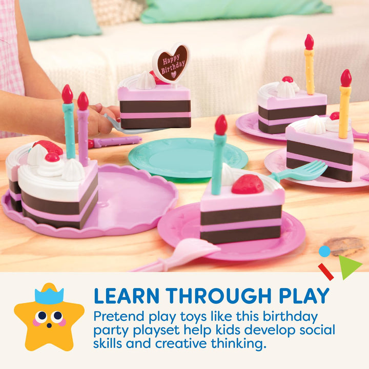 Battat- Play Circle- Birthday Cake – Toy Food – Plates & Candles Accessories- Pretend Play- Princess Birthday Party- 3 years + (24 Pcs) Birthday Party Set (24 Pcs)