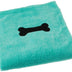 Bone Dry Pet Grooming Towel Collection Absorbent Microfiber X-Large, 41x23.5", Embroidered Green