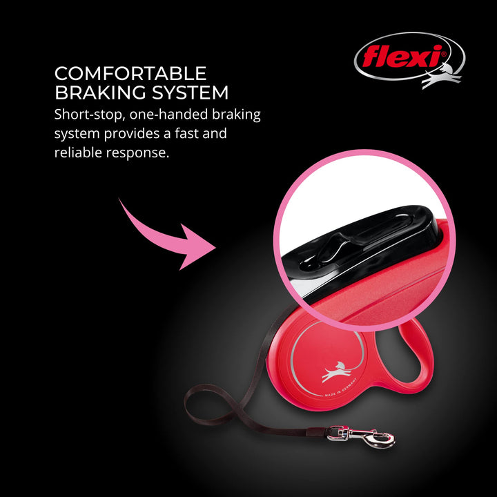 FLEXI New Classic Retractable Dog Leash (Tape), 10 ft, Extra Small, Red, Model Number: CL00T3.250.R Extra Small - 10 ft