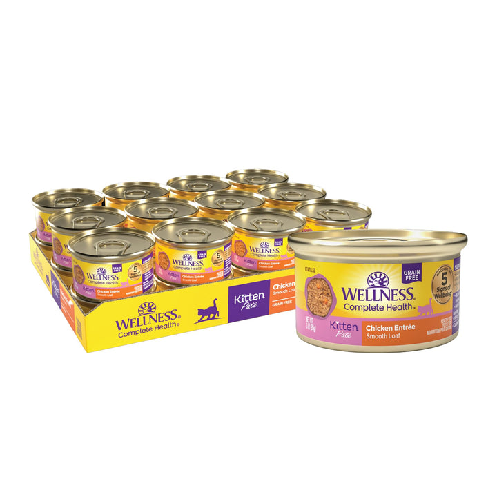 Wellness Complete Health Grain-Free Wet Canned Kitten Food, Natural Ingredients, Made with Real Meat, All Breeds, Smooth Pate (Kitten, Whitefish, 5.5-Ounce Can, Pack of 24) Whitefish & Tuna 5.5 Ounce (Pack of 24)