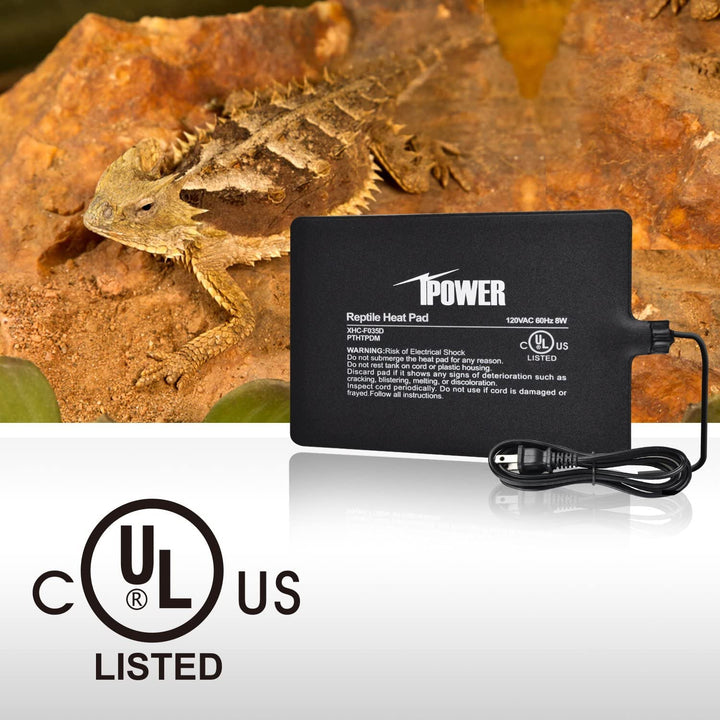 iPower Reptile Heat Pad Under Tank Terrarium Warmer Heating Mat for Turtle, Lizard, Frog, Snake, Reptile, and Other Small Animals, 6X8 Inch, 8W, 2 Pack 6 X 8 Inch