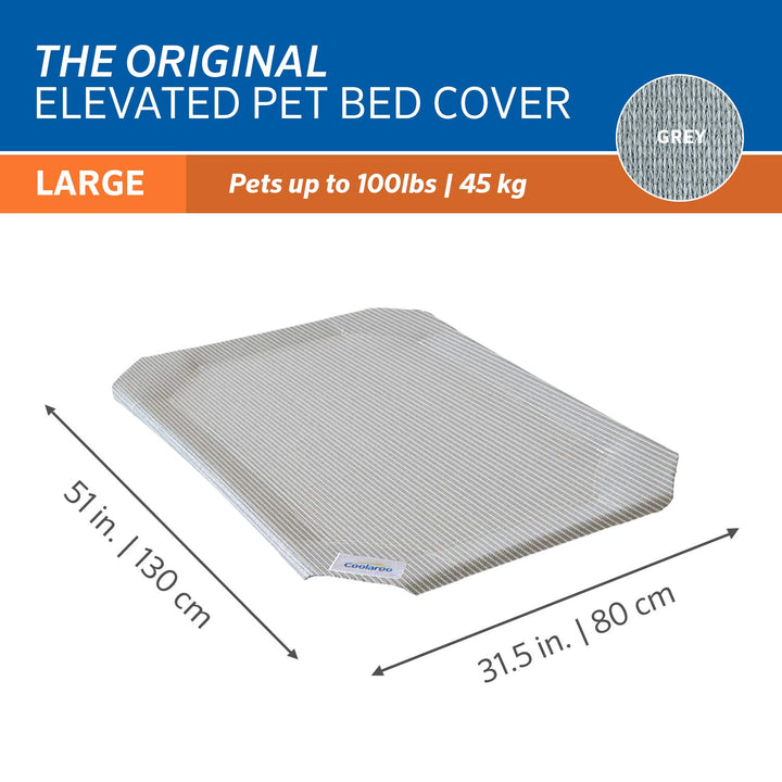 Coolaroo Replacement Cover, The Original Elevated Pet Bed by Large, Grey 51.0"L x 31.5"W x 0.1"Th