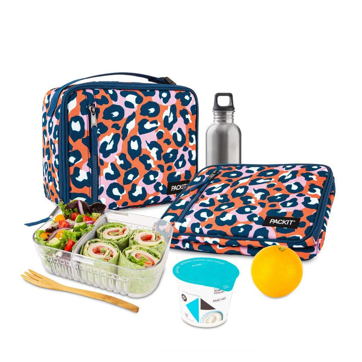 PackIt Freezable Classic Lunch Box, Wild Leopard Orange