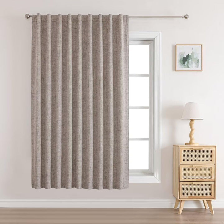 Joydeco 100% Black Out Curtains 63 inch Long 2 Panels Burg Natural Blackout Linen Drapes for Bedroom Living Room Darkening Curtain Thermal Insulated Back tab Rod Pocket(37x63 inch,Sage Green) Sage Green 37"W x 63"L (Pack of 2)