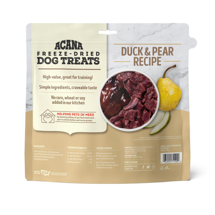 ACANA Singles Freeze Dried Dog Treats, Limited Ingredient Grain Free Duck & Pear Recipe, 3.25oz Freeze-Dried Treats 3.25 Ounce (Pack of 1)