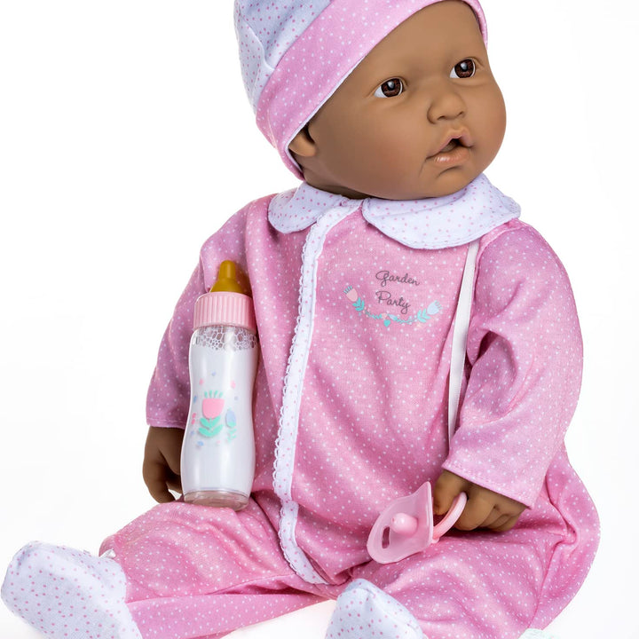 JC Toys La Baby Hispanic 20-inch Small Soft Body Baby Doll La Baby | Washable |Removable Pink and White w/Hat, Pacifier & Magic Bottle | for Children 12 Months + Pink Hispanic 20"