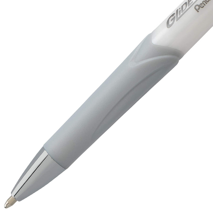 Pentel Glidewrite Signature Ballpoint Pen, (1.0mm) Medium, White Barrel, Blue Ink, 3-pk (BX930WBP3C)