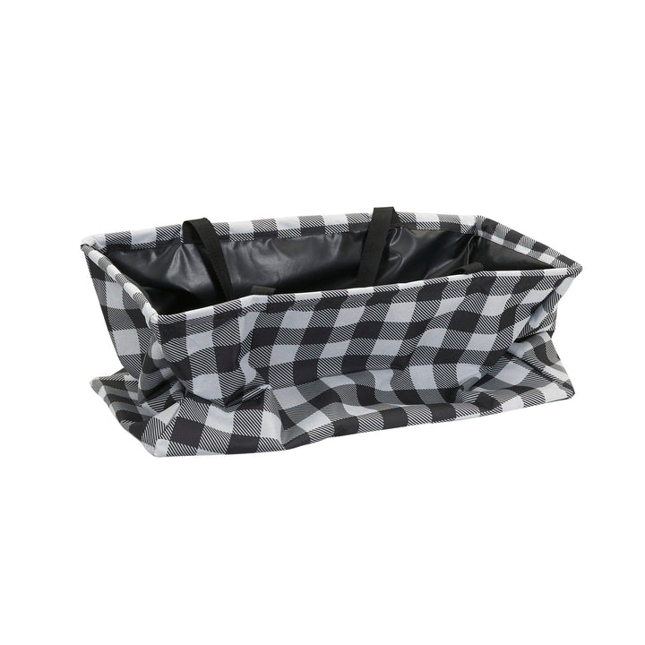 Household Essentials Krush Canvas Utility Tote | Reusable Grocery Bag | Black and White Plaid Buffalo Plaid Short Rectangular