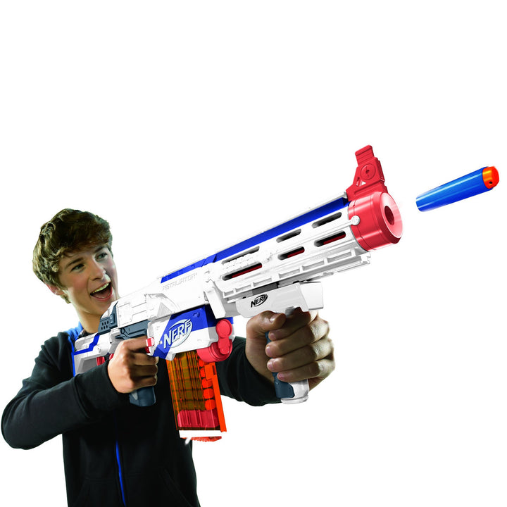 NERF N-Strike Elite Retaliator Blaster, Stock, Grip, Barrel, 12-Clip, 12 Darts, Outdoor Toys for Kids 8+ ( Exclusive)