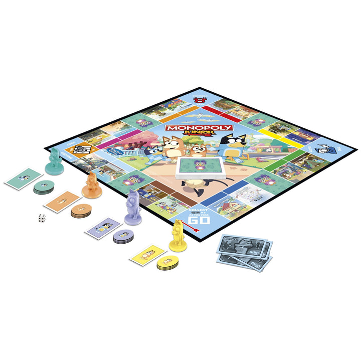 Hasbro Gaming Monopoly Junior: Bluey Edition Board Game for Kids Ages 5+, Play as Bluey, Bingo, Mum, and Dad, Features Artwork from The Animated Series (Exclusive)