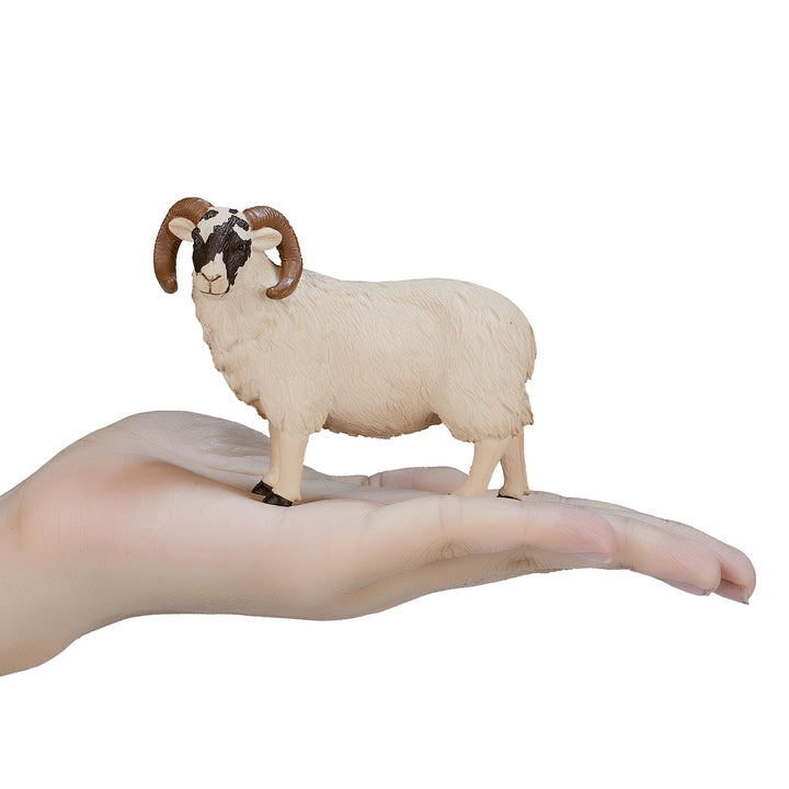 MOJO Black Faced Sheep Ram Realistic Farm Animal Hand Painted Toy Figurine