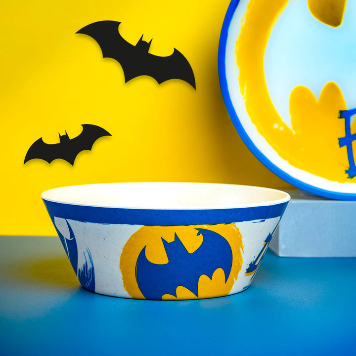 Zak Designs DC Comics Batman Kids Dinnerware Set 3 Pieces, Durable and Sustainable Melamine Bamboo Plate, Bowl, and Tumbler are Perfect For Dinner Time With Family (Batman, Robin, Batgirl) 8" Plate, 6" Bowl, 10oz Tumbler