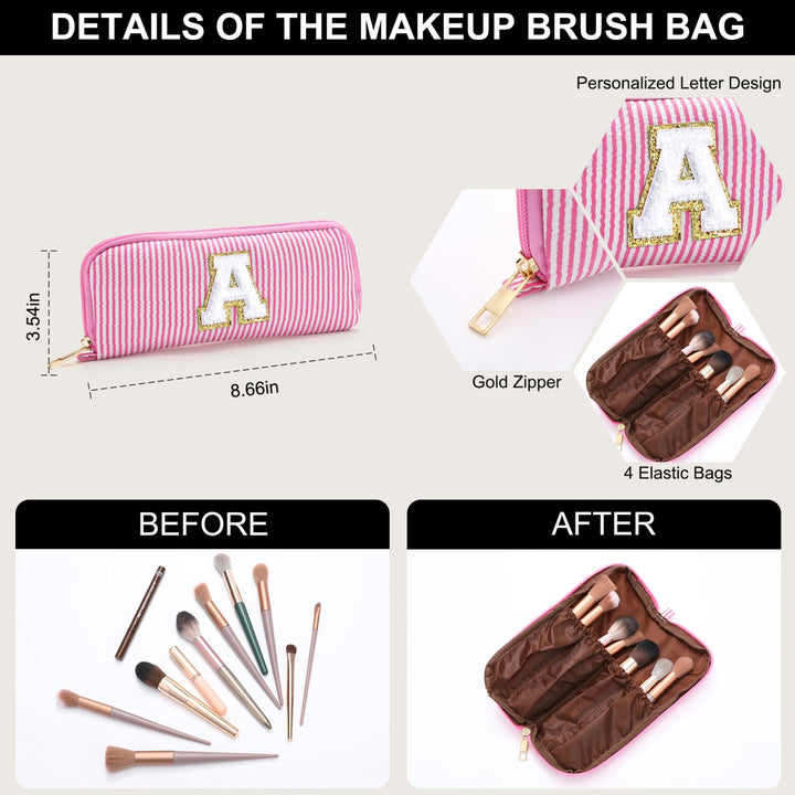 YOOLIFE 2 Travel Makeup Bags for Women - Cute Makeup Bag Makeup Bag Organizer Make Up Bag Travel Essentials Makeup Bag Personalized Gifts Friend Gifts for Women Teenager Bridesmaids Letter B