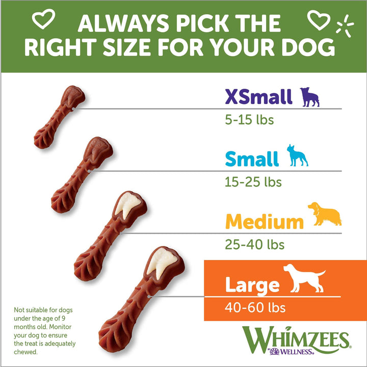 WHIMZEES by Wellness Brushzees Natural Dental Chews for Dogs, Long Lasting Treats, Grain-Free, Freshens Breath, Large Breed, 6 count 6 Count (Pack of 1) Standard Pack