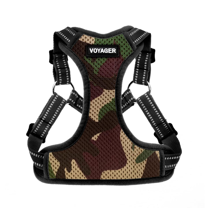 Best Pet Supplies Voyager Adjustable Dog Harness with Reflective Stripes for Walking, Jogging, Heavy-Duty Full Body No Pull Vest with Leash D-Ring, Breathable All-Weather - Army/Black Trim, M Harness (Army/Black Trim) M (Chest: 17 - 21")