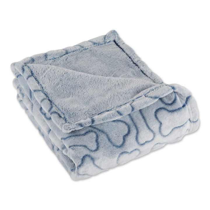 Bone Dry Embossed Bone Print Pet Blanket, 36x48", Navy