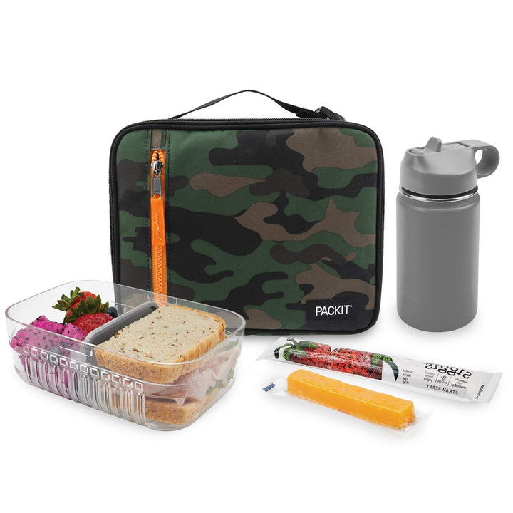 PackIt Freezable Classic Lunch Box, Camo, Built with EcoFreeze Technology, Collapsible, Reusable, Zip Closure With Zip Front Pocket and Buckle Handle, Perfect for Lunches