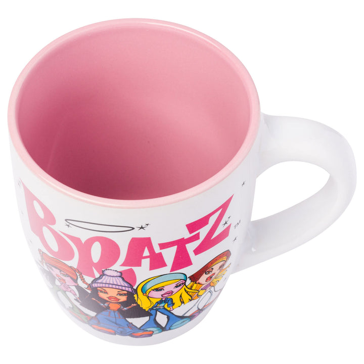 Silver Buffalo Bratz Logo and Group Jumbo Curved Ceramic Mug, 25 Ounces