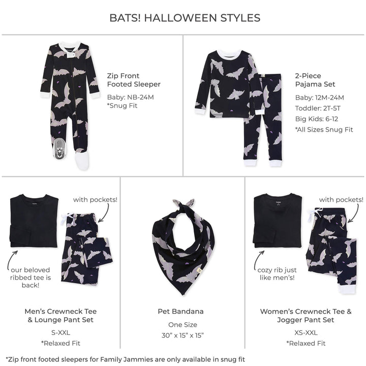 Burt's Bees Baby Girls' Family Jammies Matching Holiday Organic Cotton Pajamas Baby 1-Piece 3-6 Months Halloween Bats