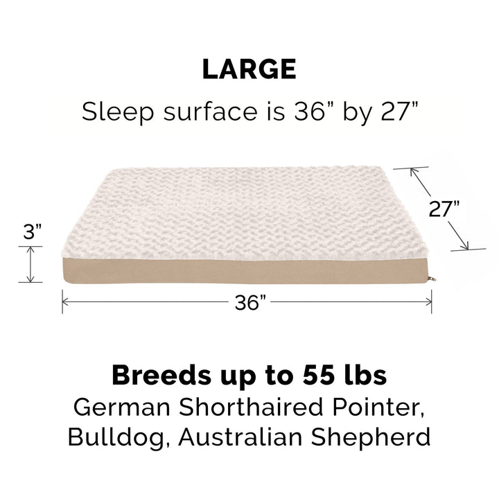 Furhaven Replacement Dog Bed Cover Ultra Plush Faux Fur & Suede Mattress, Machine Washable - Cream, Large Ultra Plush Curly Faux Fur (Cream) 36.0"L x 27.0"W x 0.3"Th Cover Only