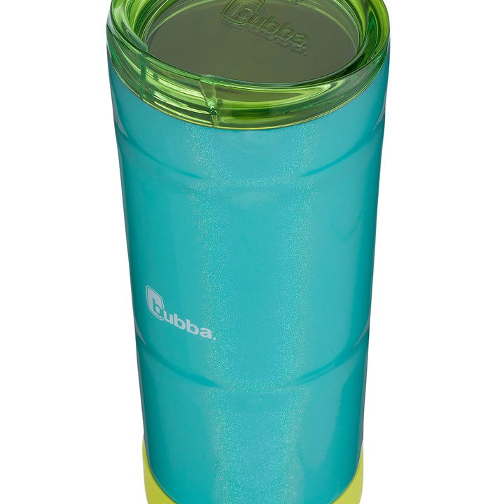 Bubba Envy S Vacuum-Insulated Stainless Steel Tumbler with Lid, Straw, and Removable Bumper, 24oz Reusable Iced Coffee or Water Cup, BPA-Free Travel Tumbler, Island Teal Iridescent