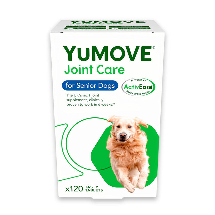 YuMOVE Senior Dog Tablets | Higher Strength Hip and Joint Supplement for Dogs with Glucosamine, Hyaluronic Acid, Green Lipped Mussel | Dogs Aged 8+ | 120 Tablets