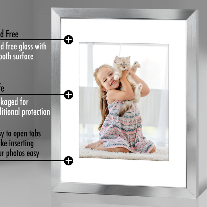 Americanflat 6x8 Picture Frame with Shatter-Resistant Glass - Use as 3x5 Frame with Mat or 6x8 Frame Without Mat - Signature Collection - Photo Frame for Tabletop and Wall Display - White 6x6