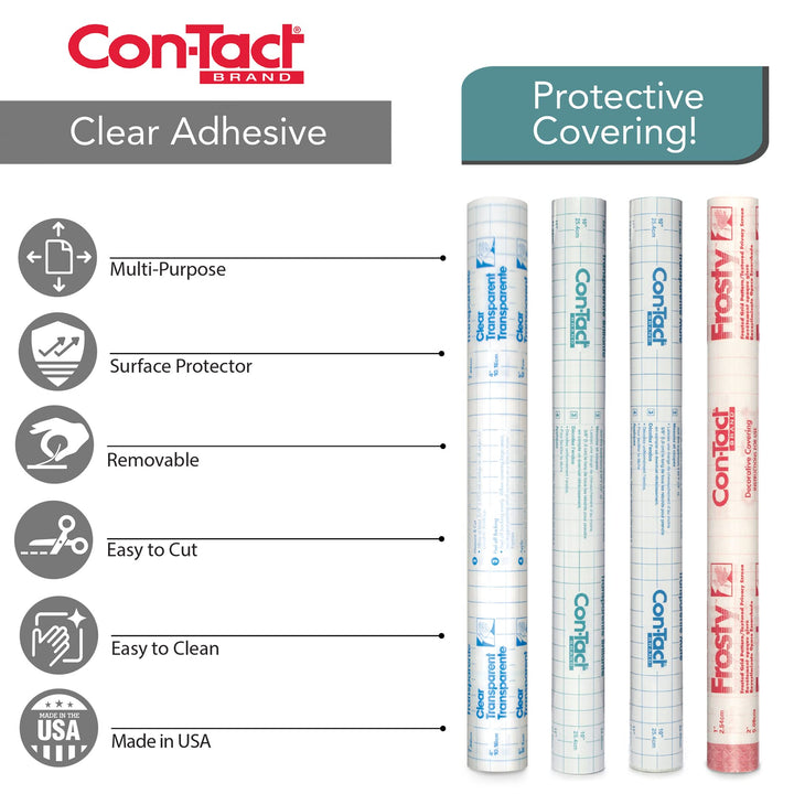 Con-Tact Brand Creative Clear Covering, Versatile and Self-Adhesive Shelf Liner, Semi-Transparent Privacy Film, Protective Clear Vinyl, 18'' x 9', Frosty White Lace 18" x 9'