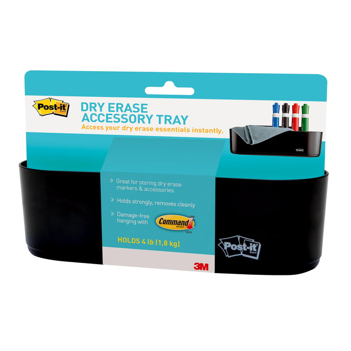 Post-it Dry Erase Accessory Tray, Black (DEFTRAY), 6" x 6.75" x 0.06"