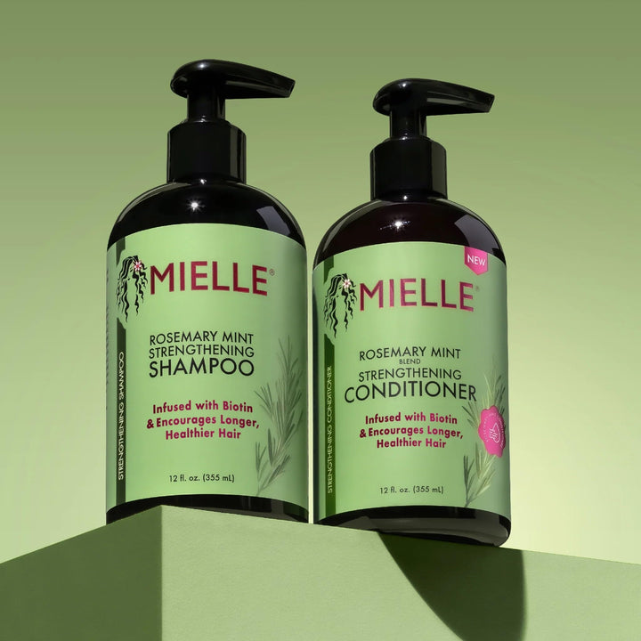 Mielle - Rosemary Mint - Biotin Infused - Encourages Growth Hair Products for Stronger and Healthier Hair - Shampoo & New Conditioner Styling Bundle Set 2 PCS