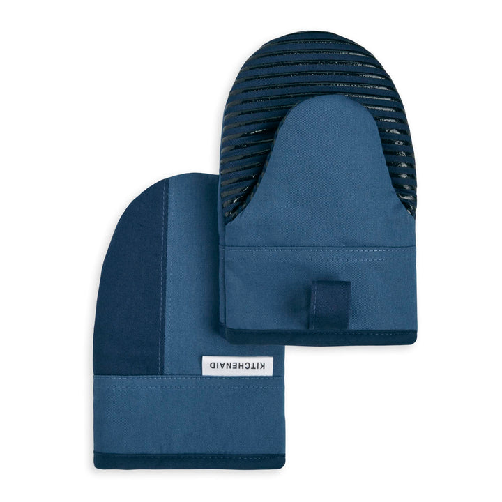 KitchenAid Beacon Two-Tone Non-Slip Mini Oven Mitt Set, Navy/Ink, 5.5"x8", 2 Piece 5.5"x8" Navy/Ink Blue