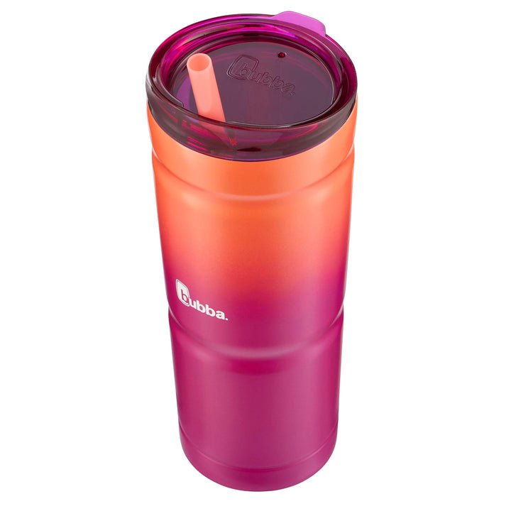 Bubba Envy S Vacuum-Insulated Stainless Steel Tumbler with Lid and Straw, 24oz Reusable Iced Coffee or Water Cup, BPA-Free Travel Tumbler, Pink Sorbet