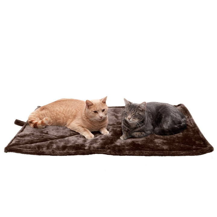 Furhaven ThermaNAP Self-Warming Cat Bed for Indoor Cats & Large/Medium Dogs, Washable & Reflects Body Heat - Quilted Faux Fur Reflective Bed Mat - Espresso, Large ThermaNAP Pad - Quilted Faux Fur (Espresso) 36.0"L x 24.0"W x 0.3"Th Self-Warming Only