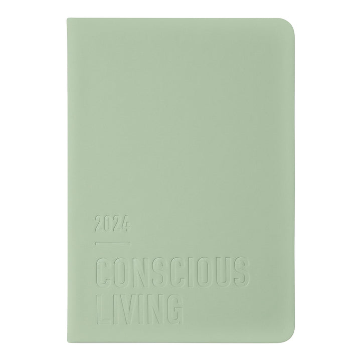 Letts Conscious Weekly/Monthly Planner, 12 Months, January to December, 2024, Sewn Binding, A5 Size, 8.25" x 5.875", Multilingual, Sage (C082396-24)