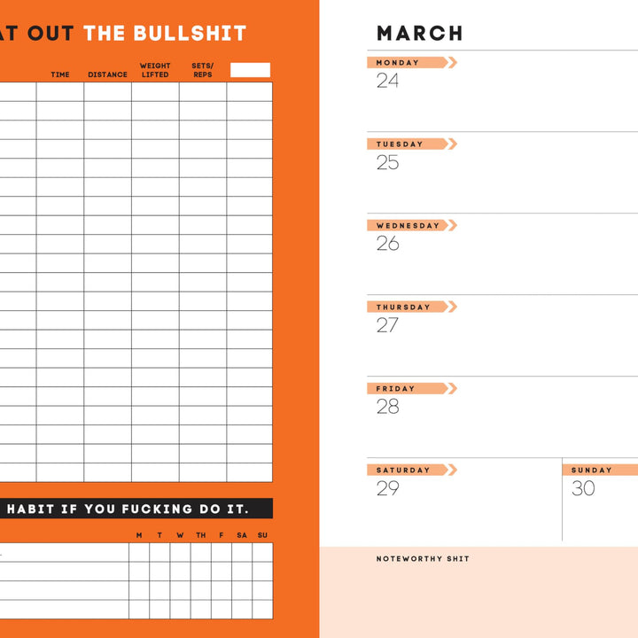 2025 No F*cking Excuses Fitness Tracker: 12-Month Planner to Crush Your Workout Goals & Get Shit Done Monthly (Thru December 2025)