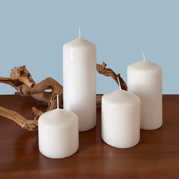 Stonebriar 80 Hour Long Burning White Unscented Pillar Candles, 3x8, White, 6 Count 3" x 8" 6.0