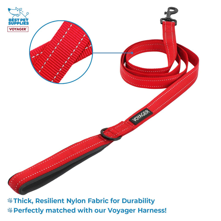 Voyager Step-in Air All Weather Mesh Harness and Reflective Dog 5 ft Leash Combo with Neoprene Handle, for Small, Medium and Large Breed Puppies by Best Pet Supplies - Red, XX-Small XXS (Chest: 11.5 - 13" * Fit Cats) Leash Harness Set (Red Base)