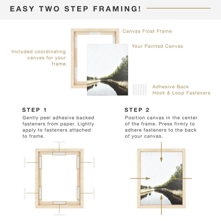 MCS Floating Frame with Canvas Included, Art Frames for Canvas Paintings with Adhesive Fasteners and Hanging Hardware, Walnut Woodgrain, 18 x 24 Inch 18x24