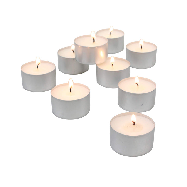 Stonebriar 100 Count White Unscented Smokeless Long Burning Tea Light Candles with 6-7 Hour Burn Time 100 Pack