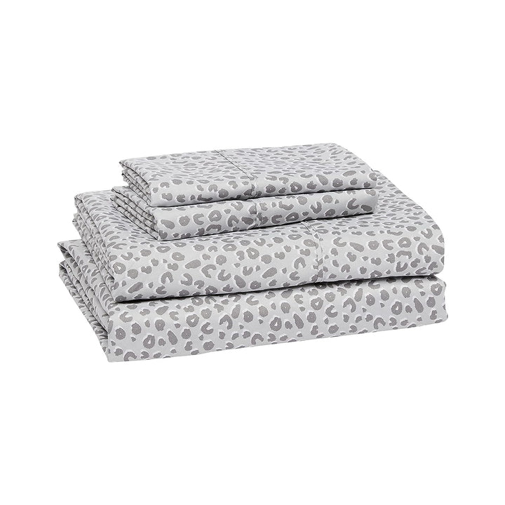 Basics Lightweight Super Soft Easy Care Microfiber 3 Piece Sheet Set with 14" Deep Pockets, Twin, Gray Arrows, Printed