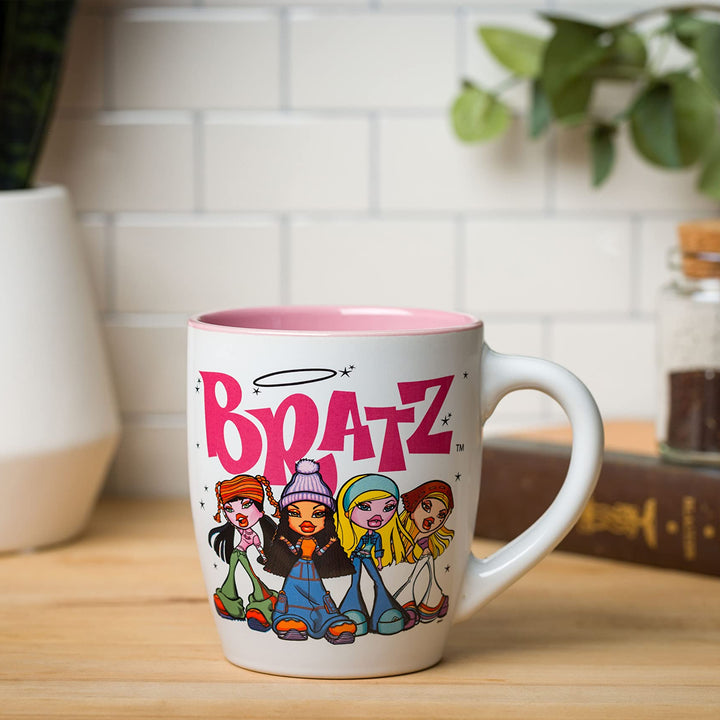 Silver Buffalo Bratz Logo and Group Jumbo Curved Ceramic Mug, 25 Ounces