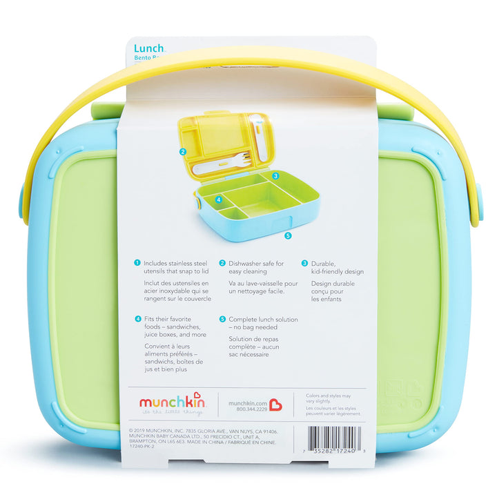 Munchkin® Lunch™ Bento Box for Kids, Includes Utensils, Green Solid