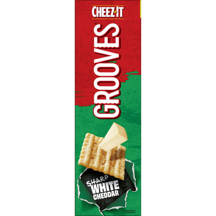 Cheez-It Grooves Crunchy Cheese Crackers, Snack Crackers, Lunch Snacks, Family Size, Sharp White Cheddar, 17oz Box (1 Box) 1.06 Pound (Pack of 1)