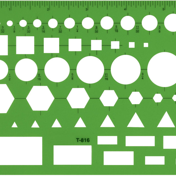 Westcott T-816 All-Purpose Technical Drawing Template, Plastic Shape Template Tool, Green, 4.5 by 6 In