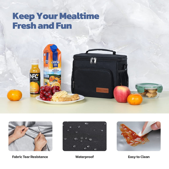 Maelstrom Lunch Box for Men,Insulated Lunch Bag Women/Men,Leakproof Lunch Cooler Bag, Lunch Tote Bag 4.New Single Layer - Black 4.New Single-Layer (8L/12cans)