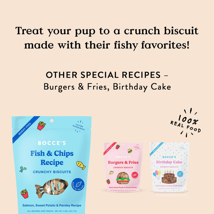 Bocce's Bakery - Limited Edition Wheat-Free Dog Treats, Burgers & Fries Biscuits, 5 oz Burgers and Fries 5 Ounce (Pack of 1)