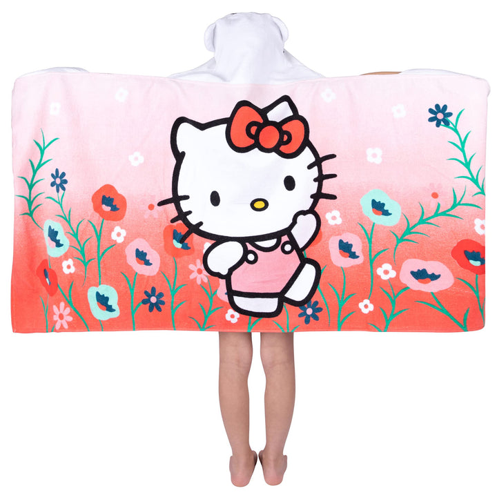 Hello Kitty Bath/Pool/Beach Soft Cotton Terry Hooded Towel Wrap, 24 in x 50 in, By Franco Kids Hello Kitty